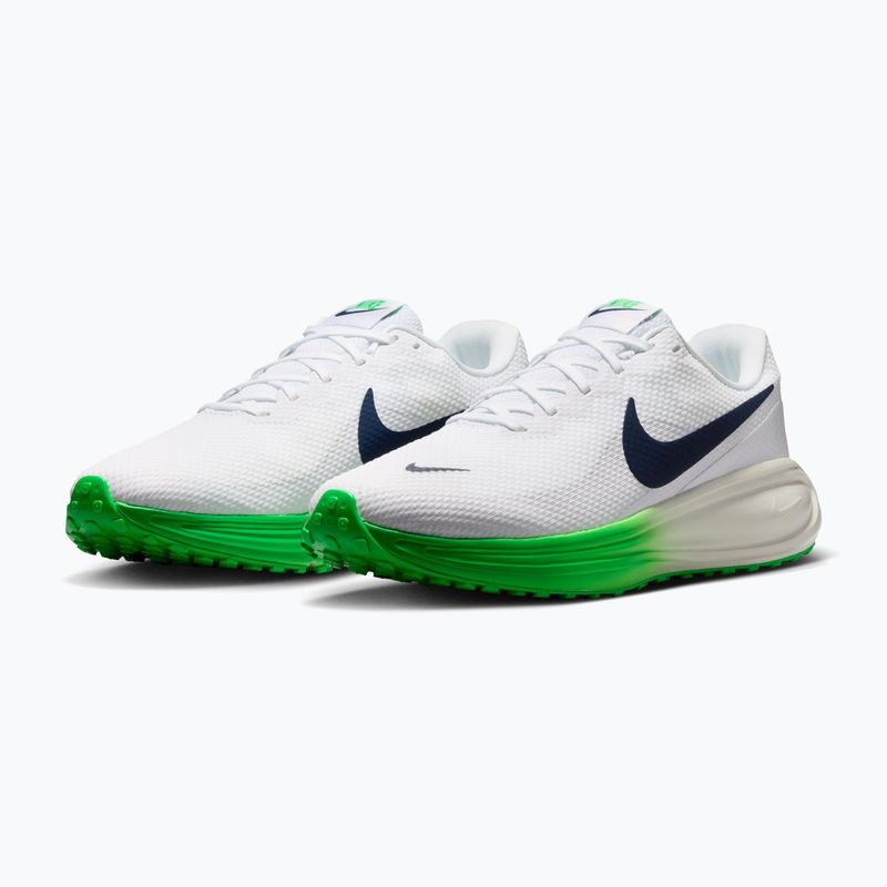 Buty do biegania męskie Nike Revolution 8 white/green spark/midnight navy 3