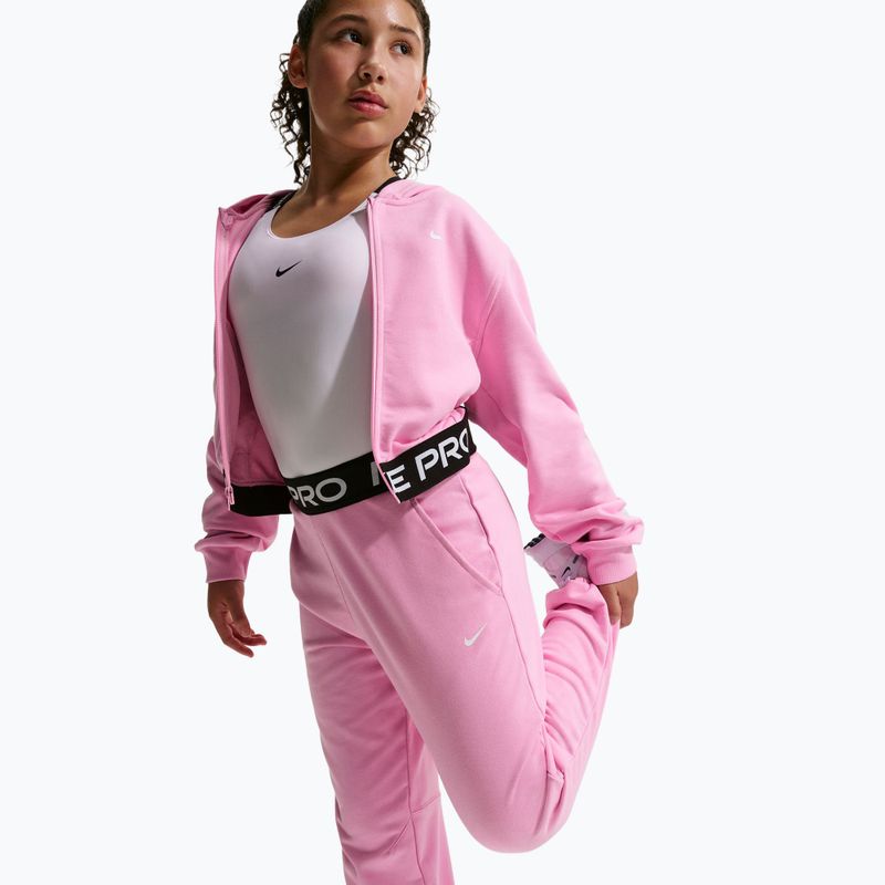 Spodnie dziecięce Nike Pro Fleece pink rise/pink rise/black/white 5