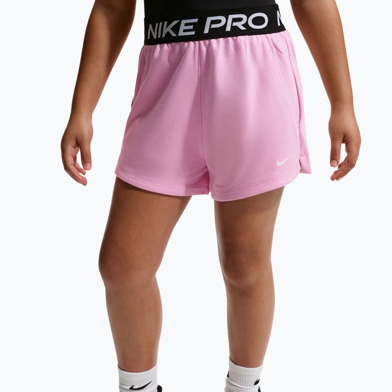 Spodenki dziecięce Nike Pro Fleece pink rise/pink rise/black/white 5