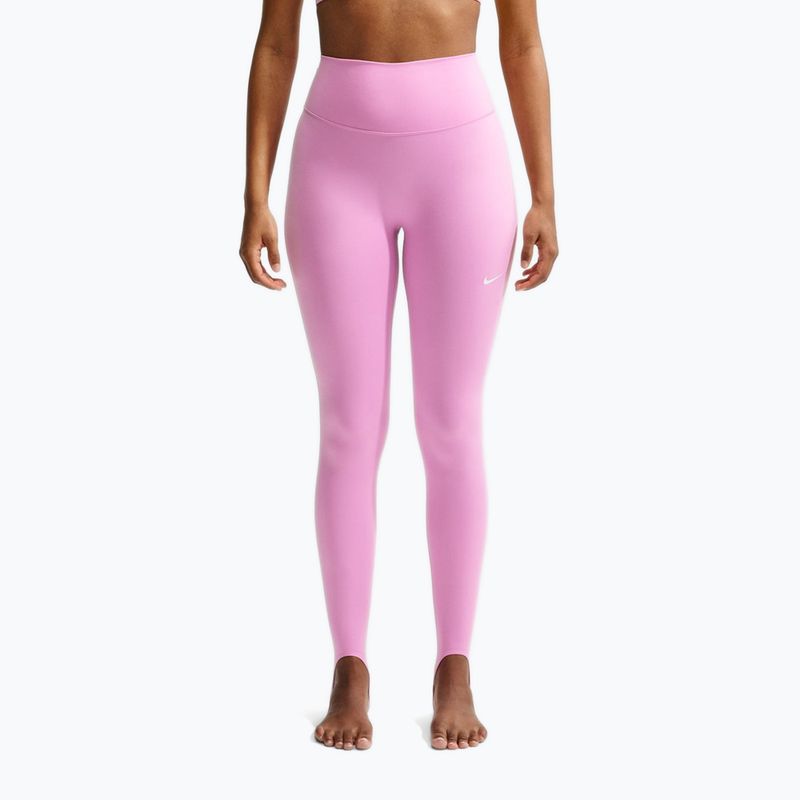Legginsy treningowe damskie Nike One pink rise/white