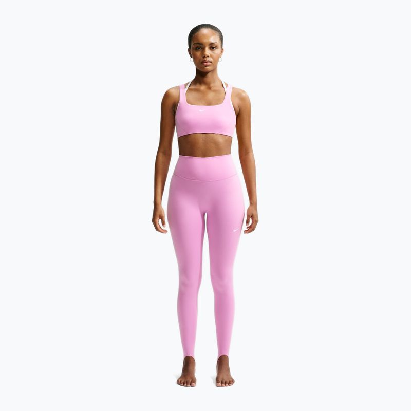 Legginsy treningowe damskie Nike One pink rise/white 2