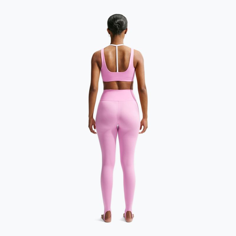 Legginsy treningowe damskie Nike One pink rise/white 3