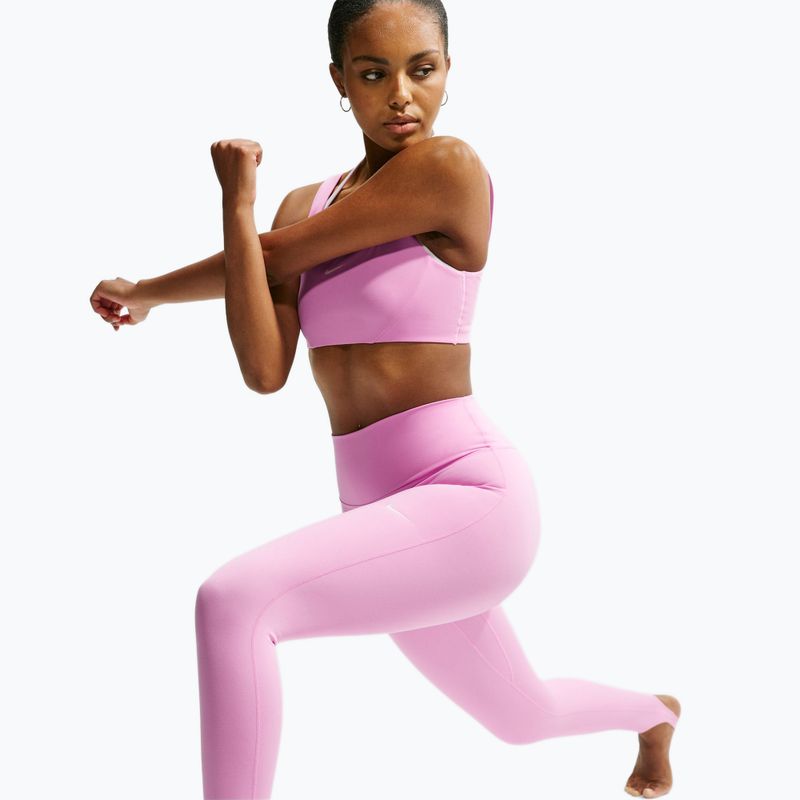 Legginsy treningowe damskie Nike One pink rise/white 8