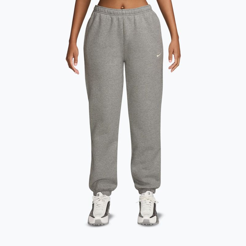 Spodnie damskie Nike Studio Fleece dark grey heather/sail