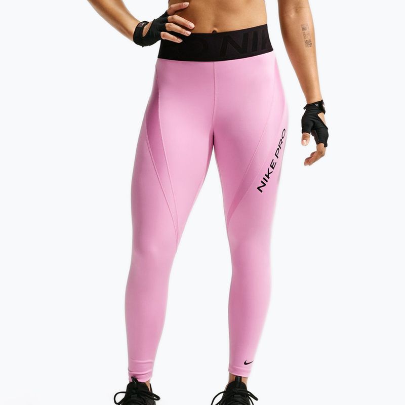 Legginsy treningowe damskie Nike Pro Sculpt High-Waisted 7/8 pink rise/black/black