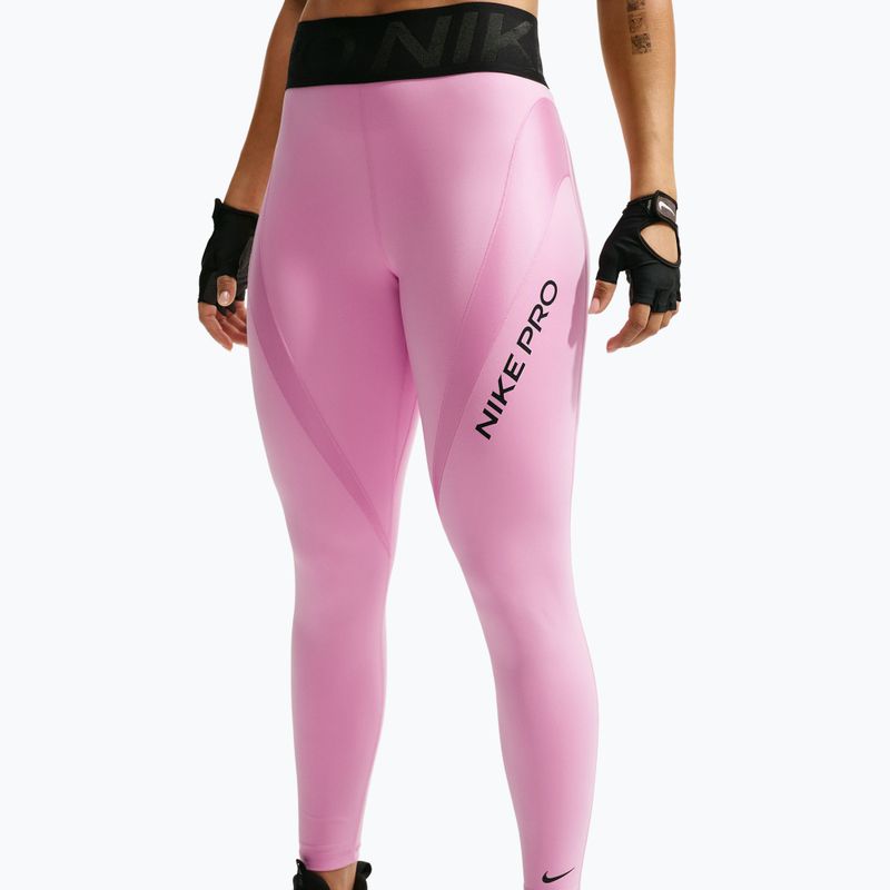 Legginsy treningowe damskie Nike Pro Sculpt High-Waisted 7/8 pink rise/black/black 4