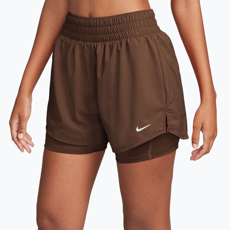 Spodenki damskie Nike One Dri-Fit High-Waisted 3" 2In1 cacao wow/white 3