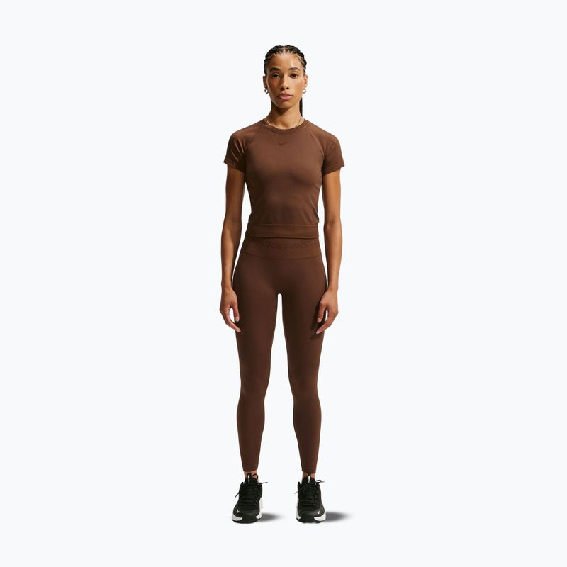 Koszulka treningowa damska Nike Pro Seamless Dri-Fit SS cacao wow 2