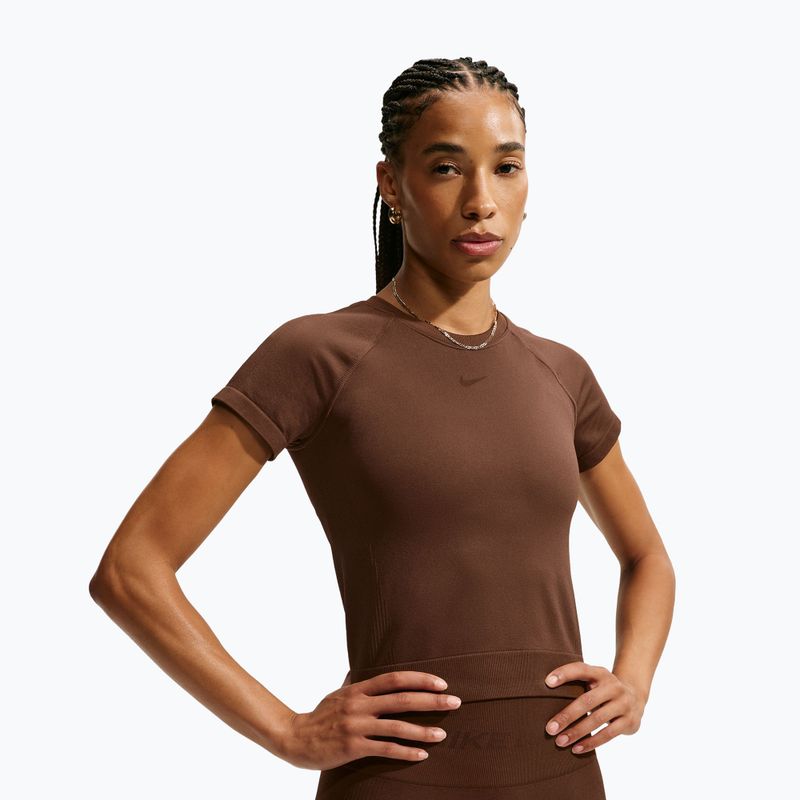 Koszulka treningowa damska Nike Pro Seamless Dri-Fit SS cacao wow 4