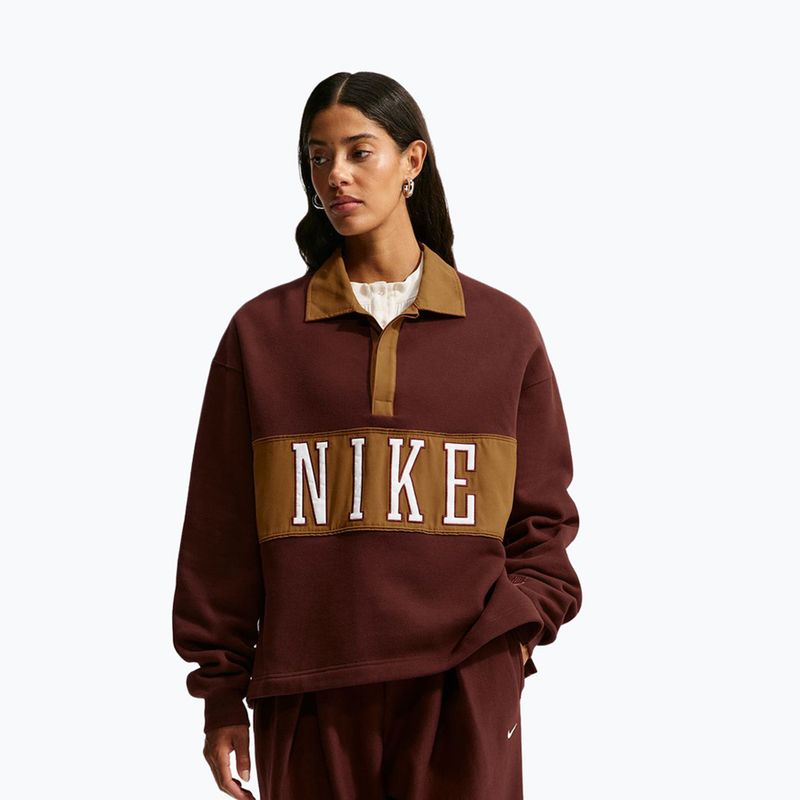 Bluza damska Nike Studio Fleece Medium Weight mystic dates/light british tan/sail