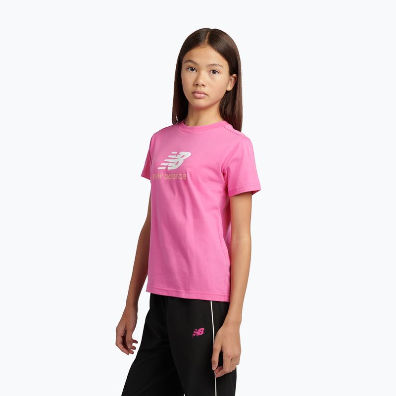 Koszulka dziecięca New Balance Jersey Stacked Logo Tee pink satin 4