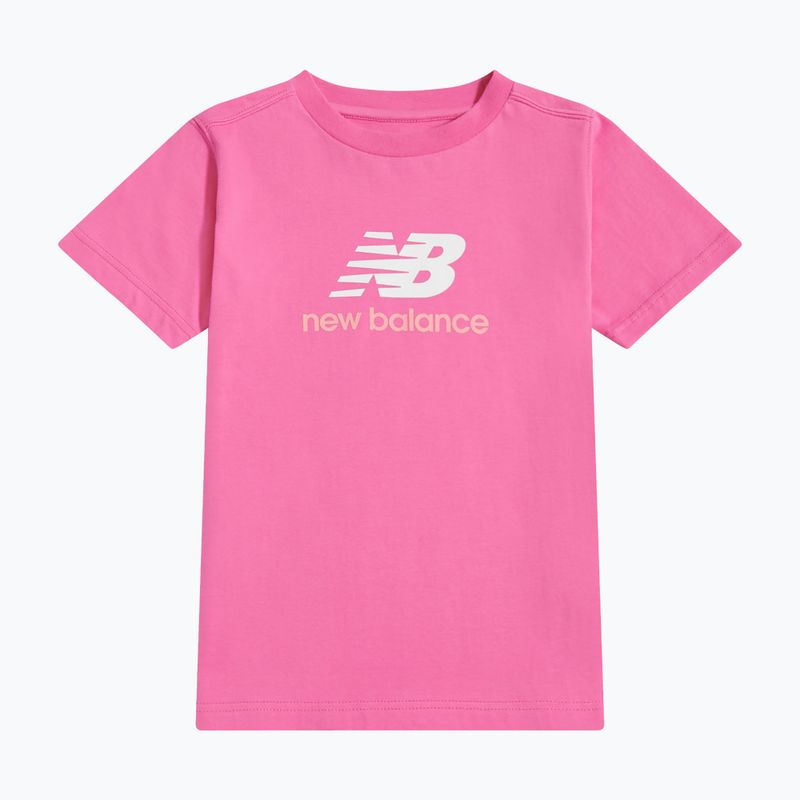 Koszulka dziecięca New Balance Jersey Stacked Logo Tee pink satin 6