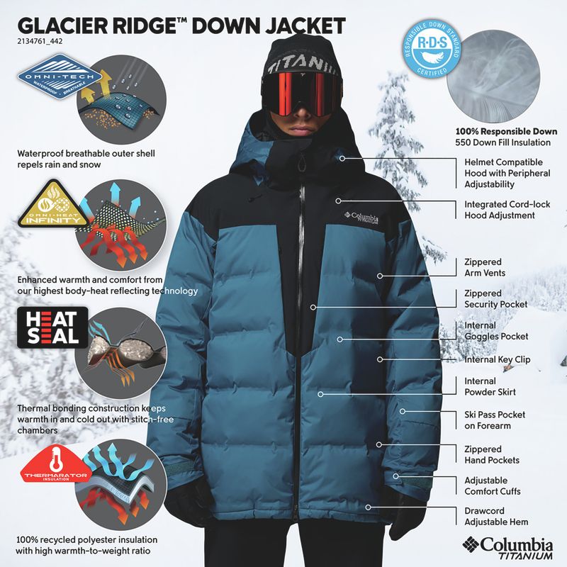 Kurtka narciarska męska Columbia Glacier Ridge Down phoenix blue/black 15