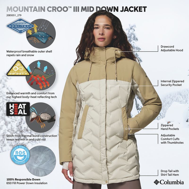 Kurtka puchowa damska Columbia Mountain Croo III Mid Down dark stone/beach 11