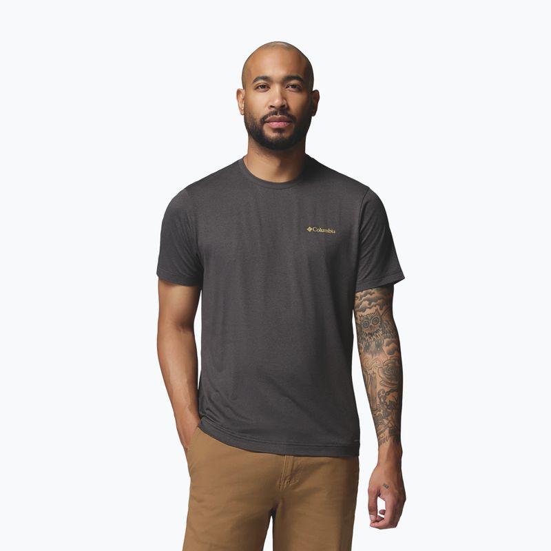 Koszulka męska Columbia Parsons Point Back Graphic Tee black heather blocky banner button