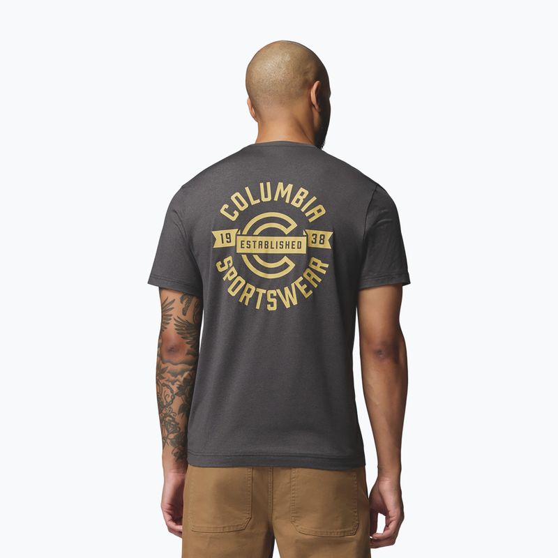 Koszulka męska Columbia Parsons Point Back Graphic Tee black heather blocky banner button 3