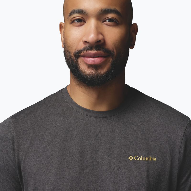 Koszulka męska Columbia Parsons Point Back Graphic Tee black heather blocky banner button 5