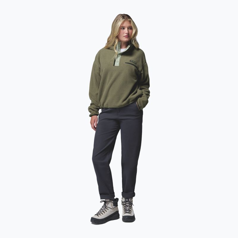 Bluza polarowa damska Columbia Helvetia II Cropped Half Snap Fleece stone green/safari 2