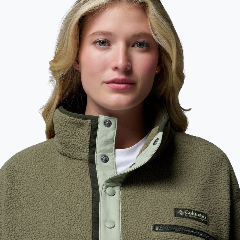 Bluza polarowa damska Columbia Helvetia II Cropped Half Snap Fleece stone green/safari 5