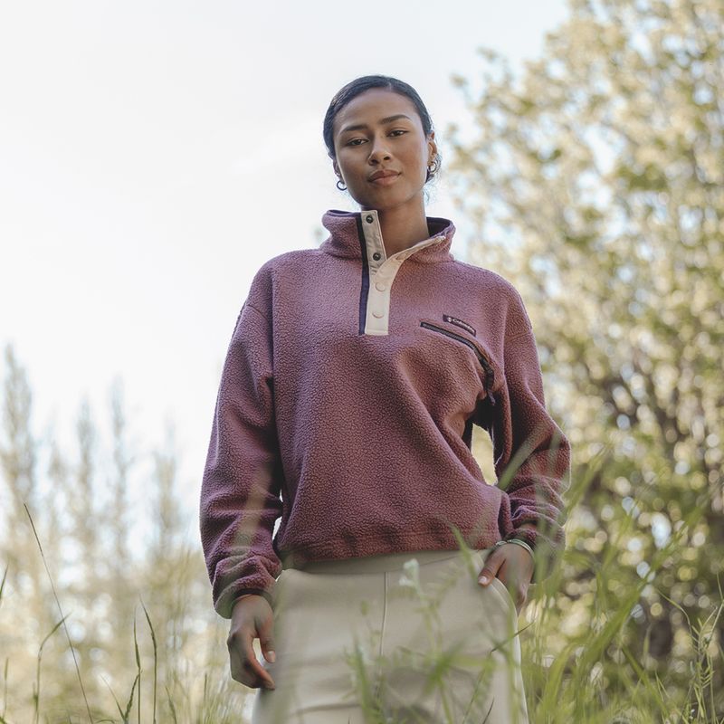 Bluza polarowa damska Columbia Helvetia II Cropped Half Snap Fleece antique mauve/mineral pink 7