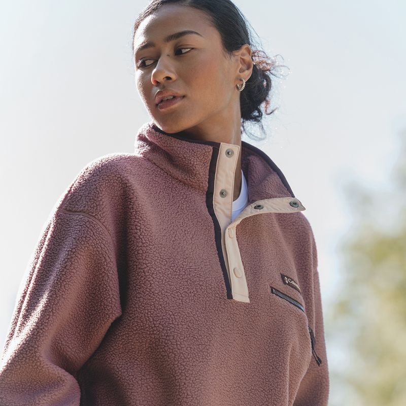 Bluza polarowa damska Columbia Helvetia II Cropped Half Snap Fleece antique mauve/mineral pink 9