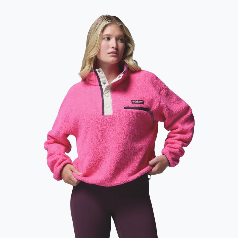 Bluza polarowa damska Columbia Helvetia II Cropped Half Snap Fleece nico/dark stone