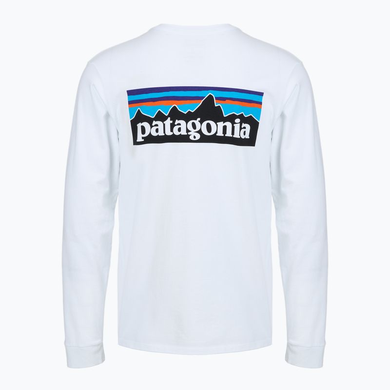 Longsleeve męski Patagonia P-6 Logo Responsibili fiber white 2