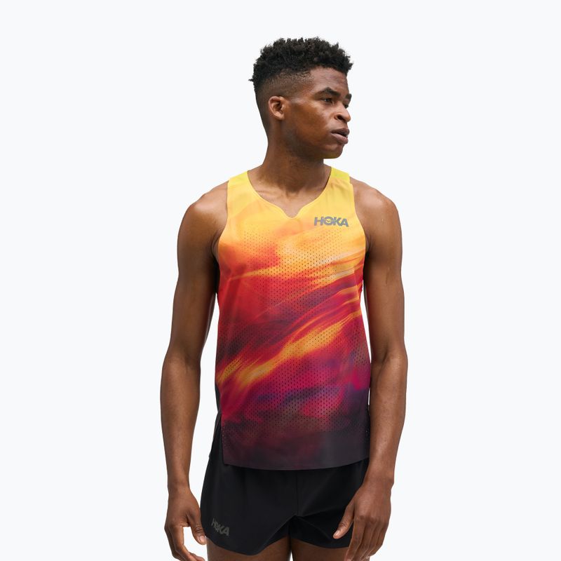 Koszulka do biegania męska HOKA Race Day Singlet TR Print hoka citrus 4