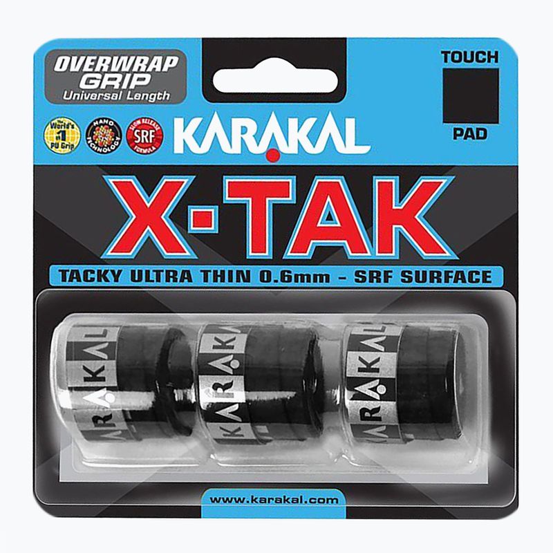 Owijki do rakiet squash Karakal X-TAK Grip 3 szt. black