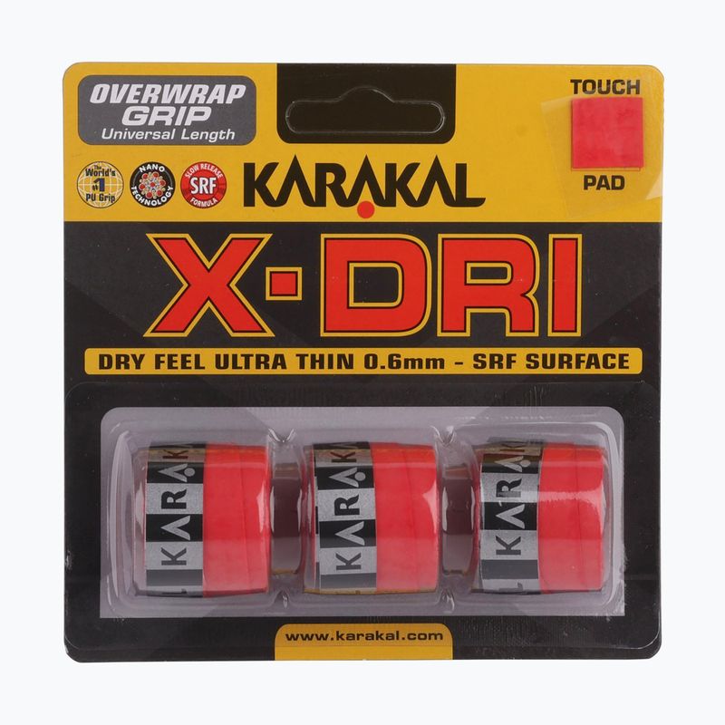 Owijka do rakiet squash Karakal X-Dri Grip 3 szt. red