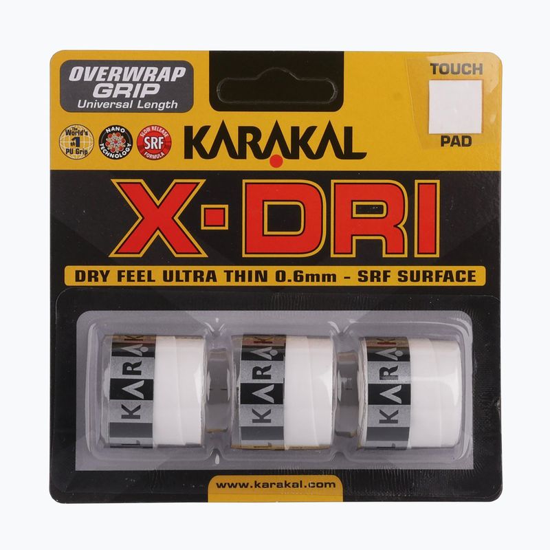 Owijka do rakiet squash Karakal X-Dri Grip 3 szt. white