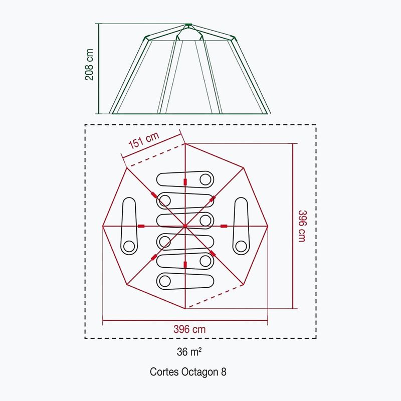 Namiot kempingowy 8-osobowy Coleman Cortes Octagon 8 orange 2