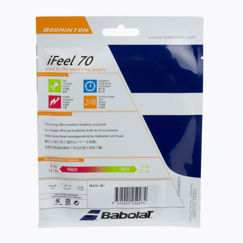Naciąg badmintonowy Babolat iFEEL 10.2 m 0.70 mm yellow 2