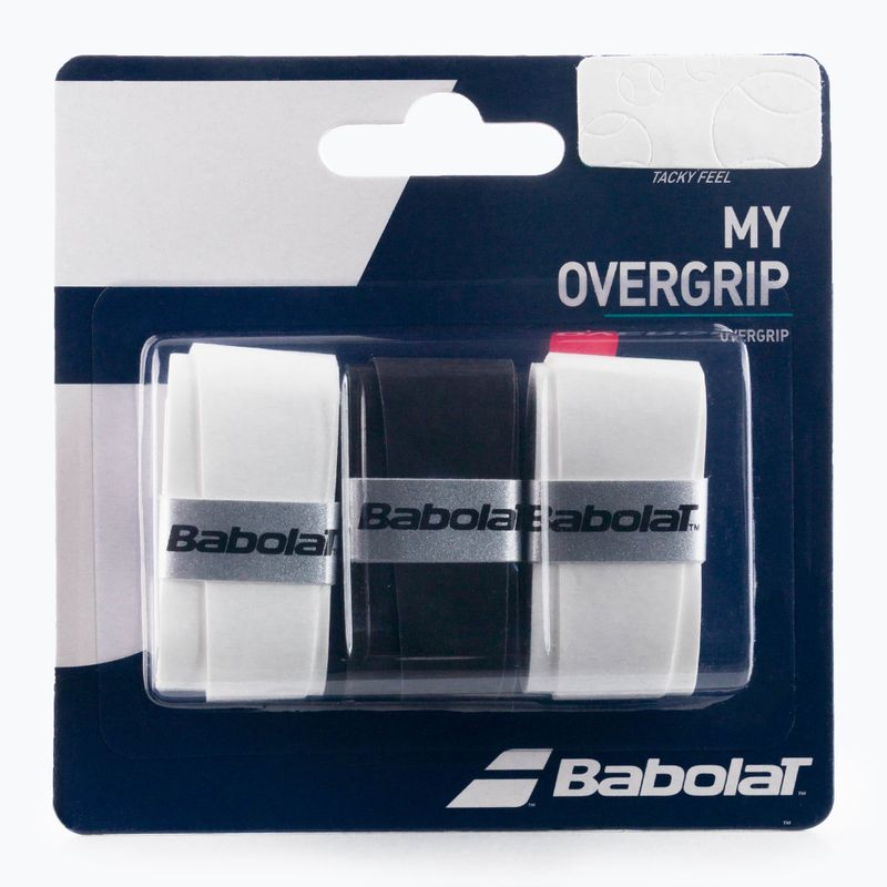 Owijki do rakiet tenisowych Babolat My Overgrip 3 szt. white/black/white