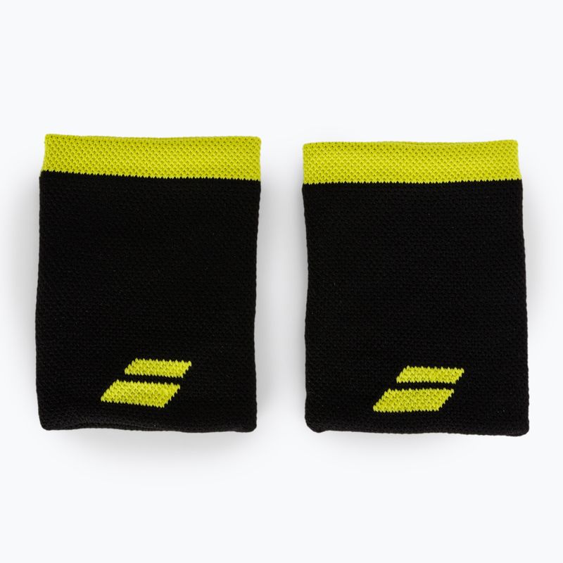 Frotki na nadgarstek Babolat Logo Jumbo Wristband 2 szt. black/sulphur spring 2