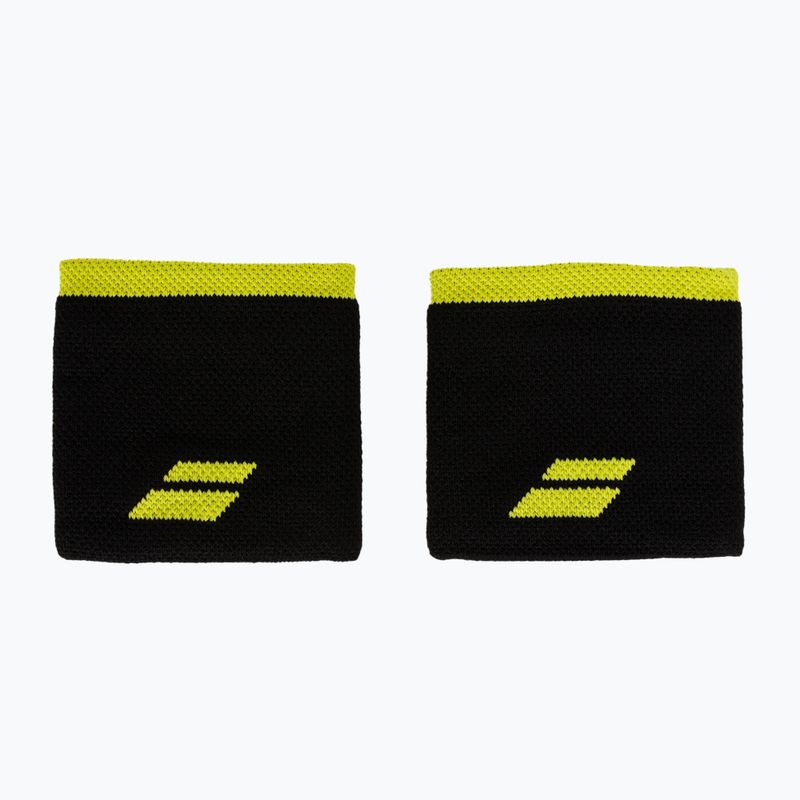 Frotki na nadgarstek Babolat Logo Wristband 2 szt. black/sulphur spring 2