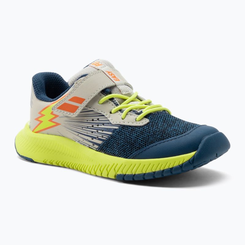 Buty do tenisa dziecięce Babolat 21 Pulsion AC Jr dark blue/sulphur spring
