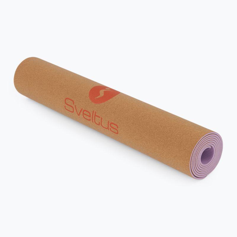 Mata do ćwiczeń Sveltus Cork Yoga natural/ lilac 6