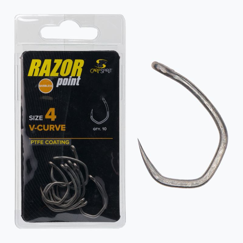 Haki Carp Spirit V-Curve Barbless szare ACS350096 3