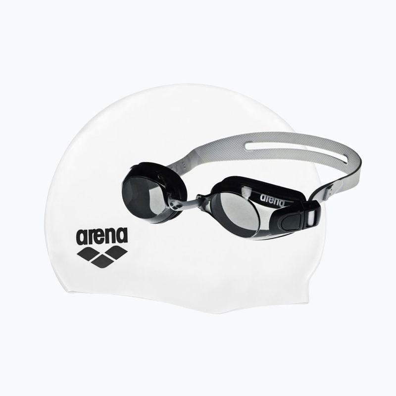 Zestaw arena Pool Okulary + Czepek silver smoke/white black