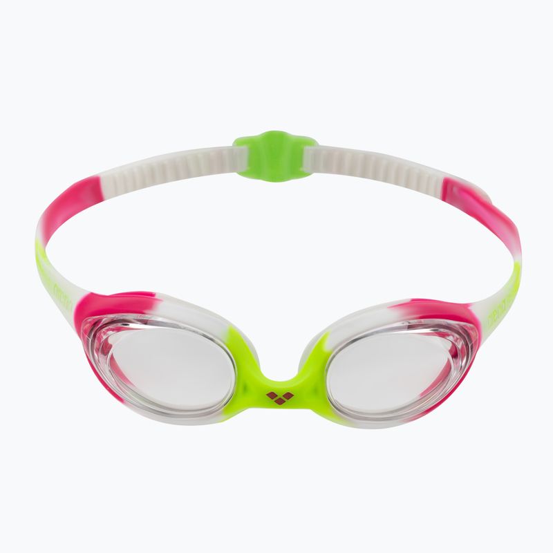 Okulary do pływania dziecięce arena Spider lime fuchsia/white clear 2