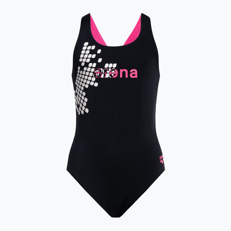 Strój pływacki jednoczęściowy dziecięcy arena Cell One Piece L black/fresia rose