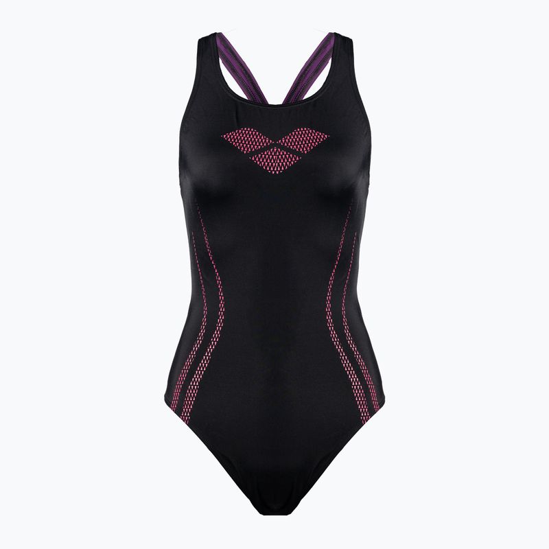 Strój pływacki jednoczęściowy damski arena Isla One Piece black/plum/fresia rose