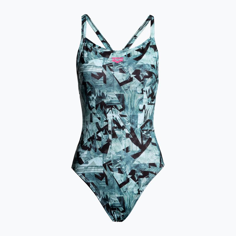 Strój pływacki jednoczęściowy damski arena Glitch One Piece L black/fresia rose