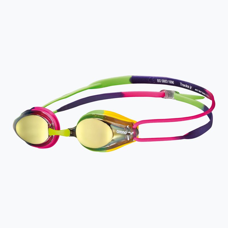 Okulary do pływania dziecięce arena Tracks JR Mirror blue yellow violet/fuchsia/green