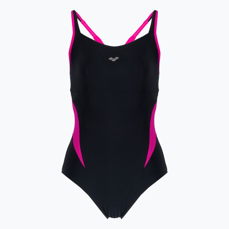 Strój pływacki jednoczęściowy damski arena Agate Strap Back One Piece black/rose violet