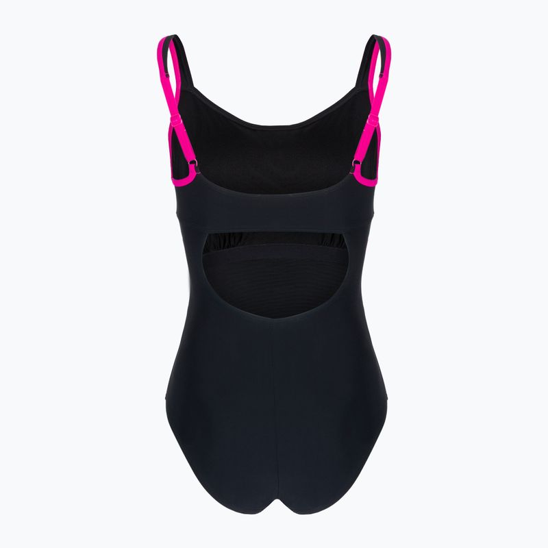 Strój pływacki jednoczęściowy damski arena Agate Strap Back One Piece black/rose violet 2