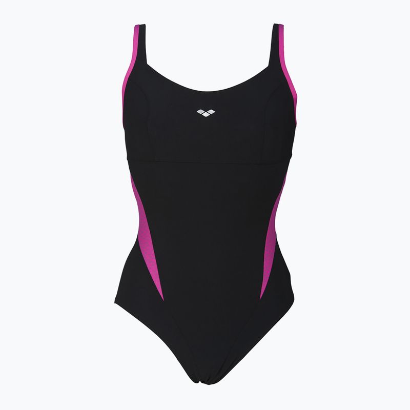 Strój pływacki jednoczęściowy damski arena Agate Strap Back One Piece black/rose violet 6