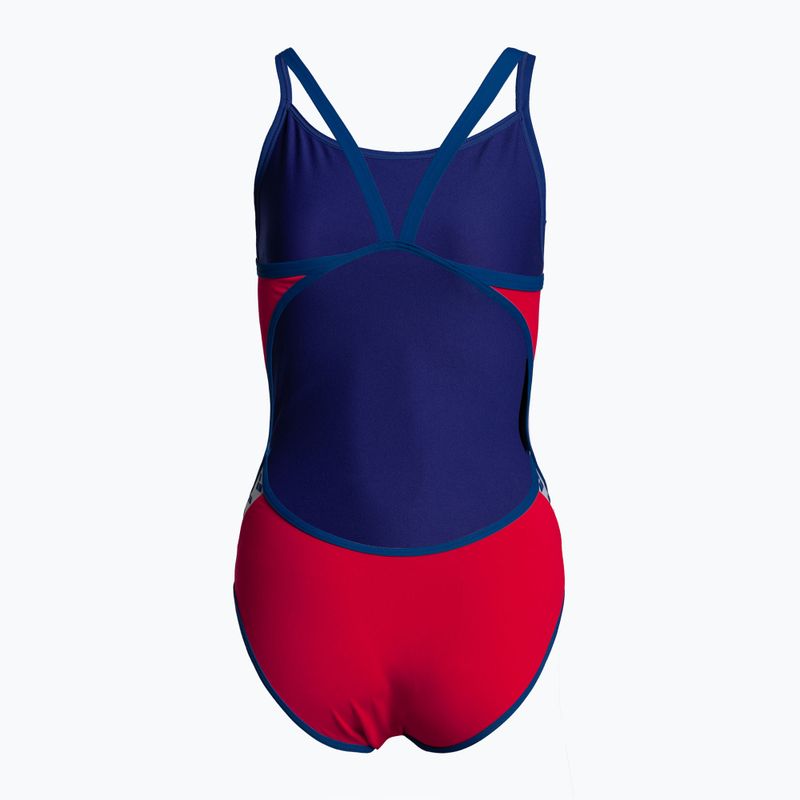 Strój pływacki jednoczęściowy damski arena Team Stripe Super Fly Back One Piece fluo red/royal 2