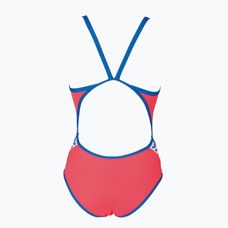 Strój pływacki jednoczęściowy damski arena Team Stripe Super Fly Back One Piece fluo red/royal 6